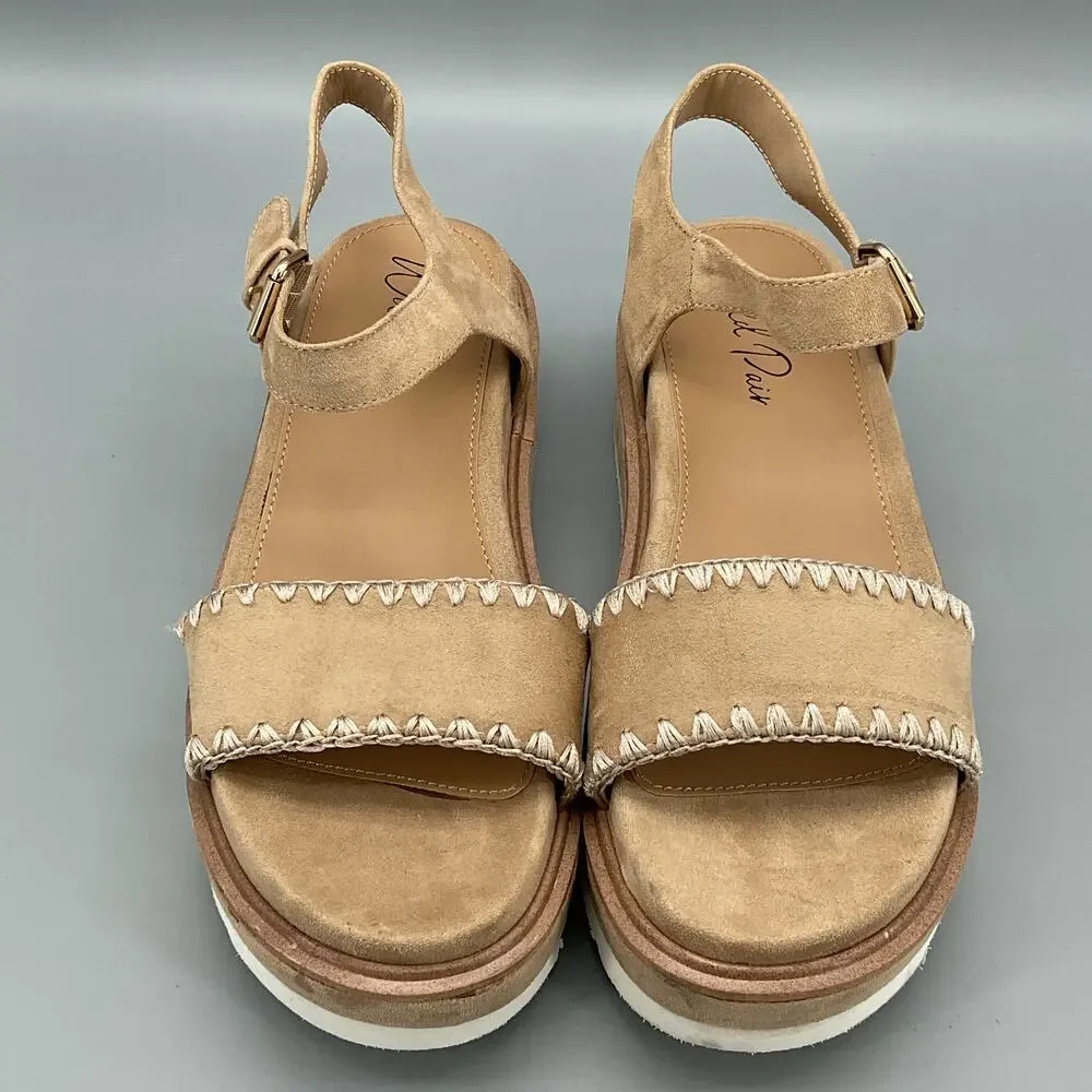 NEW Wild Pair Women’s Milliee Platform Sandals Tan Size 9.5M